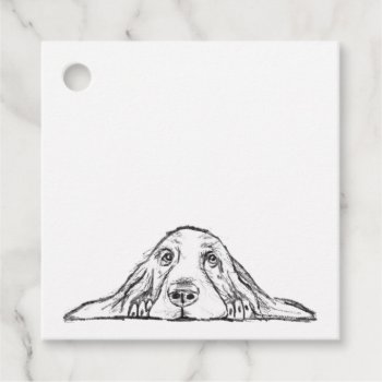 Basset Hound Black White Simple Puppy Dog Eyes  Favor Tags by CharmedPix at Zazzle