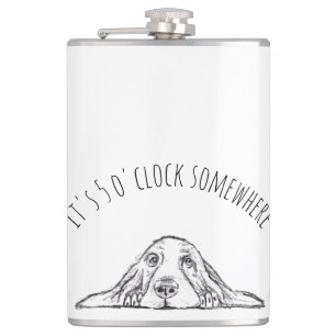 basset hound black white simple puppy dog eyes  flask