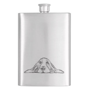basset hound black white simple puppy dog eyes  flask