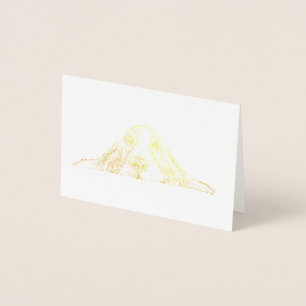 basset hound black white simple puppy dog eyes  foil card