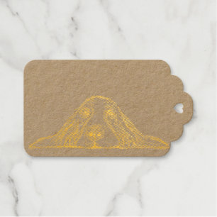 basset hound black white simple puppy dog eyes foil gift tags