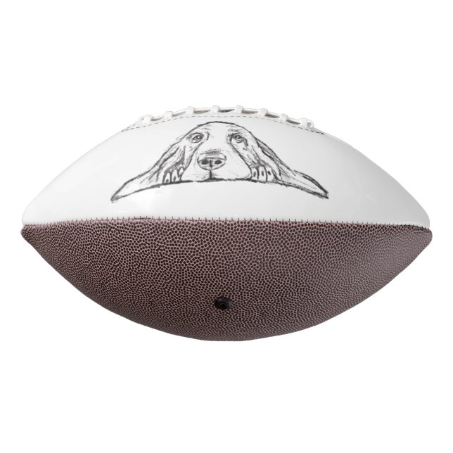 basset hound black white simple puppy dog eyes  football (Rotated 270)