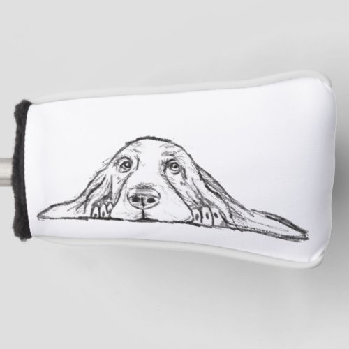 basset hound black white simple puppy dog eyes  golf head cover