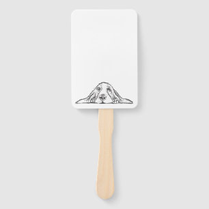 basset hound black white simple puppy dog eyes hand fan