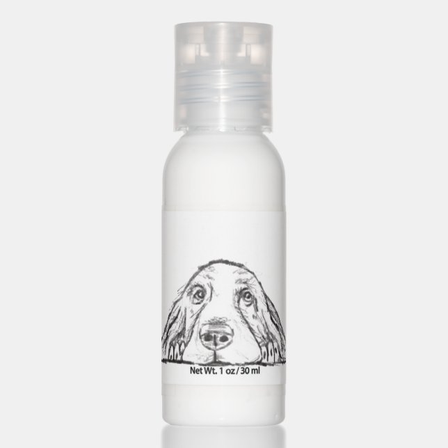 basset hound black white simple puppy dog eyes  hand lotion (Front)