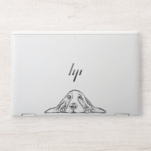 basset hound black white simple puppy dog eyes HP laptop skin