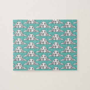 basset hound black white simple puppy dog eyes jigsaw puzzle