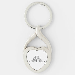 basset hound black white simple puppy dog eyes keychain