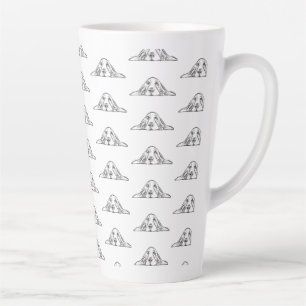 basset hound black white simple puppy dog eyes latte mug