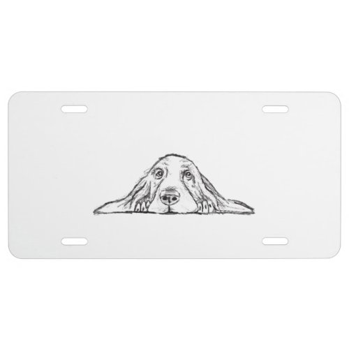 basset hound black white simple puppy dog eyes  license plate