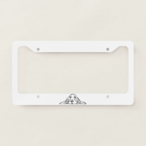 basset hound black white simple puppy dog eyes  license plate frame