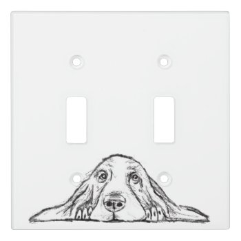 Basset Hound Black White Simple Puppy Dog Eyes Light Switch Cover by CharmedPix at Zazzle