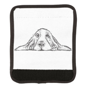 basset hound black white simple puppy dog eyes luggage handle wrap