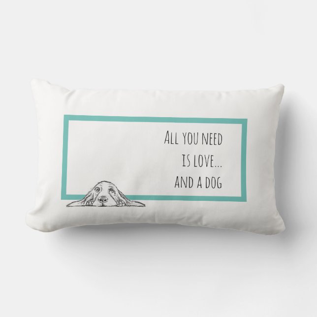 basset hound black white simple puppy dog eyes  lumbar pillow (Front)