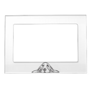 basset hound black white simple puppy dog eyes magnetic frame