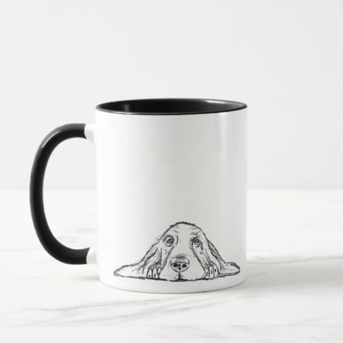 basset hound black white simple puppy dog eyes  mug