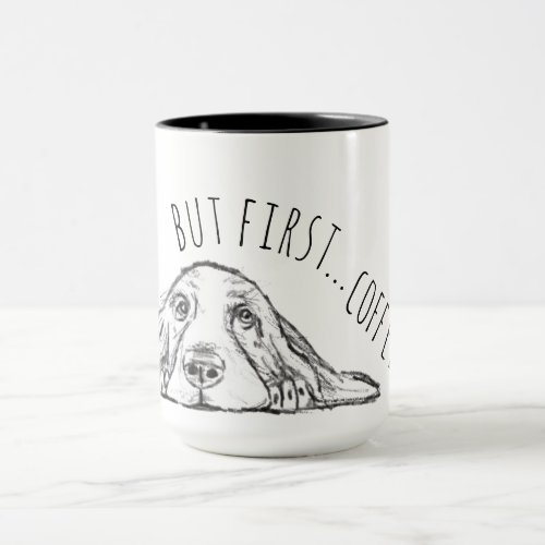 basset hound black white simple puppy dog eyes  mug