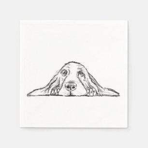 basset hound black white simple puppy dog eyes napkins