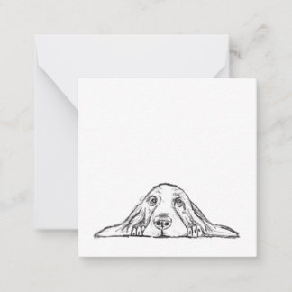 basset hound black white simple puppy dog eyes note card