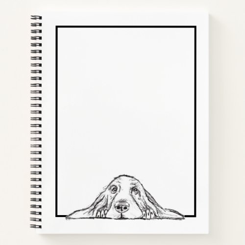 basset hound black white simple puppy dog eyes  notebook