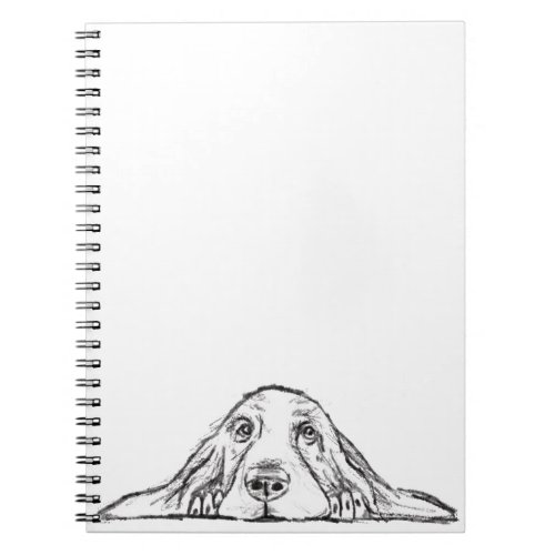 basset hound black white simple puppy dog eyes  notebook