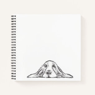 basset hound black white simple puppy dog eyes notebook