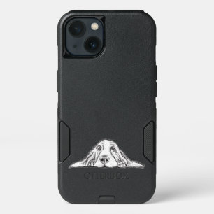 basset hound black white simple puppy dog eyes  iPhone 13 case