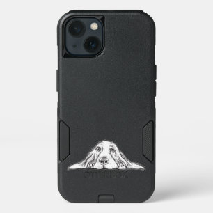 basset hound black white simple puppy dog eyes iPhone 13 case