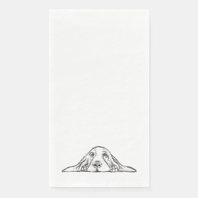 basset hound black white simple puppy dog eyes   paper guest towels (Front)