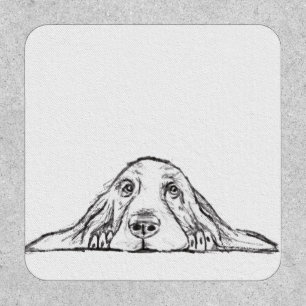 basset hound black white simple puppy dog eyes  patch