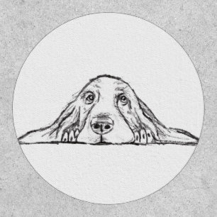 basset hound black white simple puppy dog eyes  patch