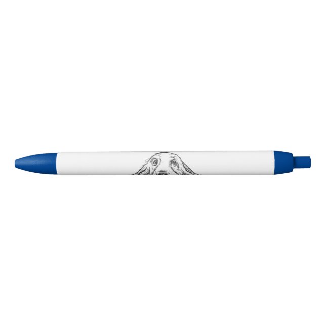 basset hound black white simple puppy dog eyes  pen (Front)