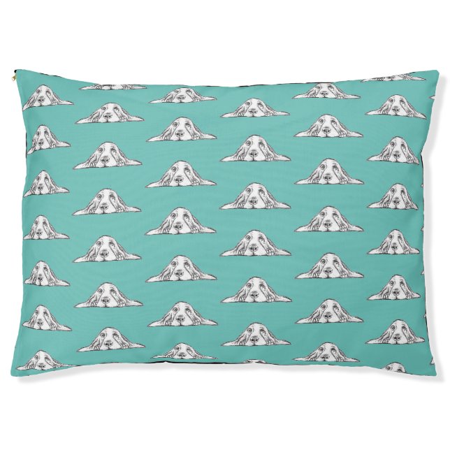 basset hound black white simple puppy dog eyes  pet bed (Front)