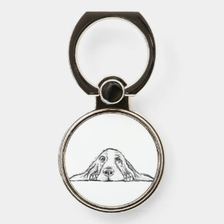 basset hound black white simple puppy dog eyes phone ring stand