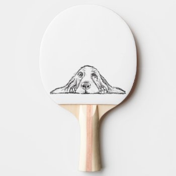 Basset Hound Black White Simple Puppy Dog Eyes   Ping Pong Paddle by CharmedPix at Zazzle
