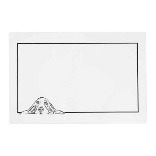 basset hound black white simple puppy dog eyes   placemat (Front)