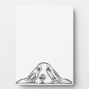 basset hound black white simple puppy dog eyes plaque