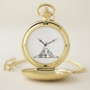 basset hound black white simple puppy dog eyes  pocket watch
