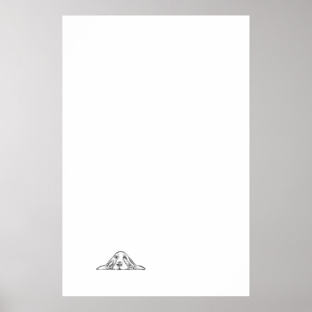 basset hound black white simple puppy dog eyes  poster (Front)