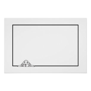 basset hound black white simple puppy dog eyes  poster