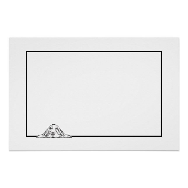 basset hound black white simple puppy dog eyes  poster (Front)