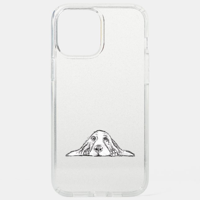 basset hound black white simple puppy dog eyes  speck iPhone 12 pro max case (Front)