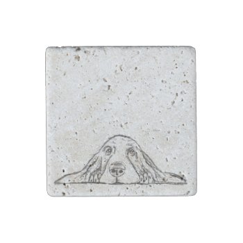 Basset Hound Black White Simple Puppy Dog Eyes  Stone Magnet by CharmedPix at Zazzle