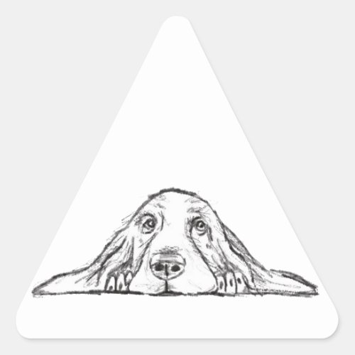 basset hound black white simple puppy dog eyes  triangle sticker
