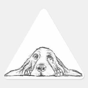 basset hound black white simple puppy dog eyes triangle sticker