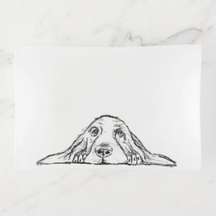 basset hound black white simple puppy dog eyes trinket tray