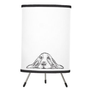 basset hound black white simple puppy dog eyes tripod lamp