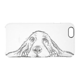 basset hound black white simple puppy dog eyes clear iPhone 6/6S case