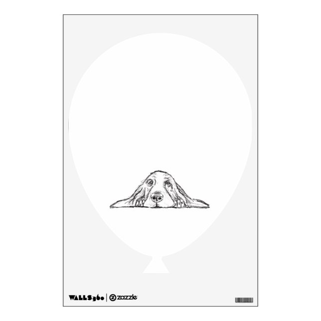 basset hound black white simple puppy dog eyes wall decal (Front)
