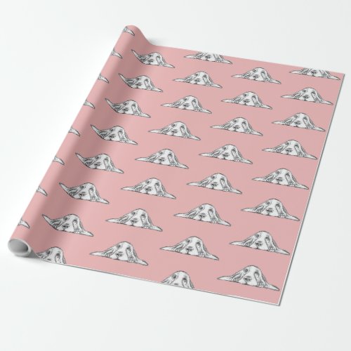 basset hound black white simple puppy dog eyes   wrapping paper